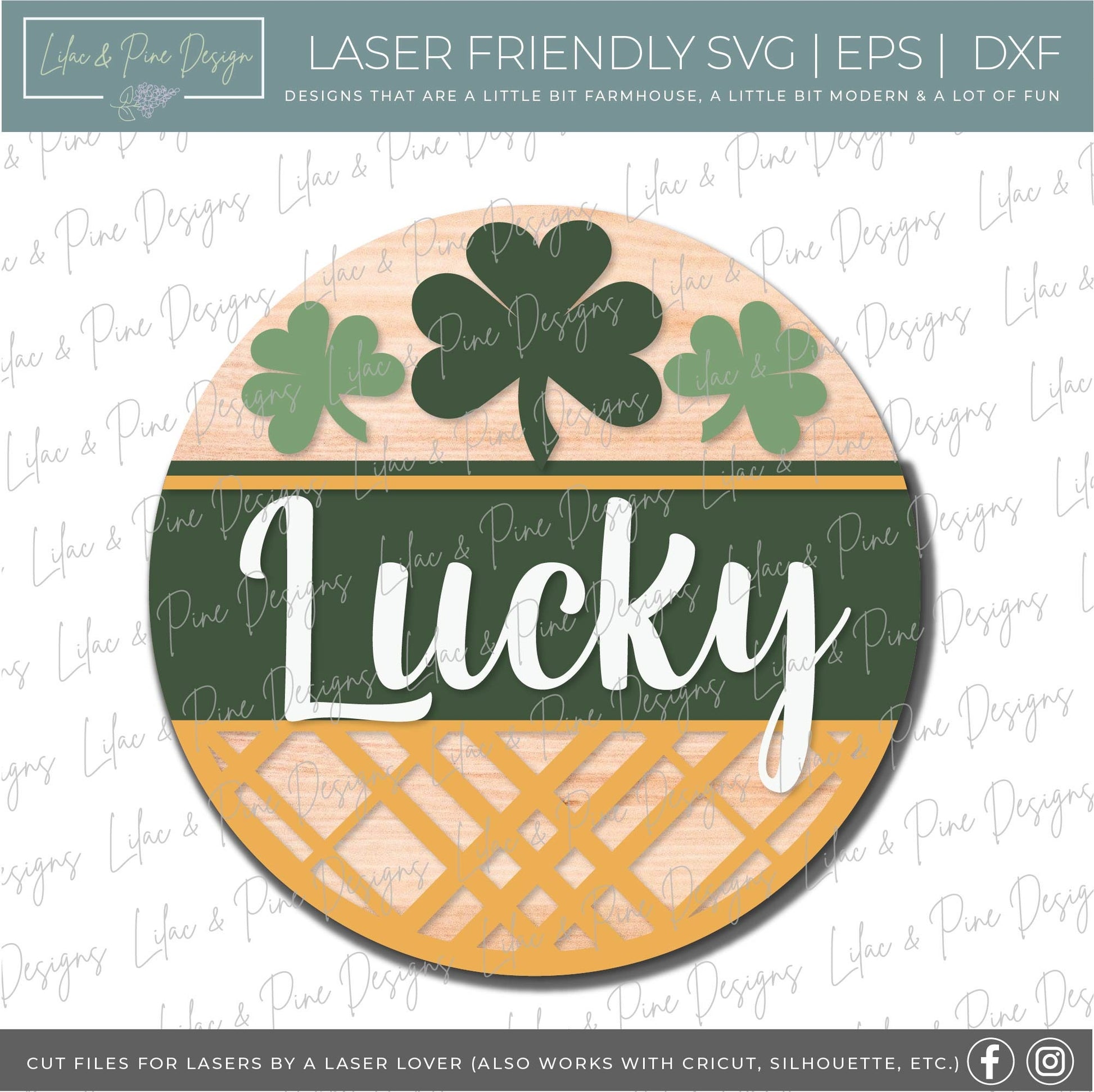 Lucky St Patrick Welcome door hanger SVG, personalized welcome SVG, Blessed St Paddy welcome sign, shamrock SVG, Glowforge file, laser svg