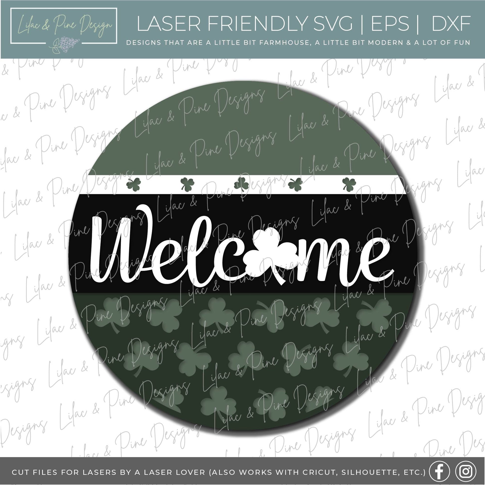 St Patricks Day Welcome door hanger, Shamrock Welcome SVG, St Paddy Welcome sign, St Patricks decor, clover SVG, Glowforge file, laser svg