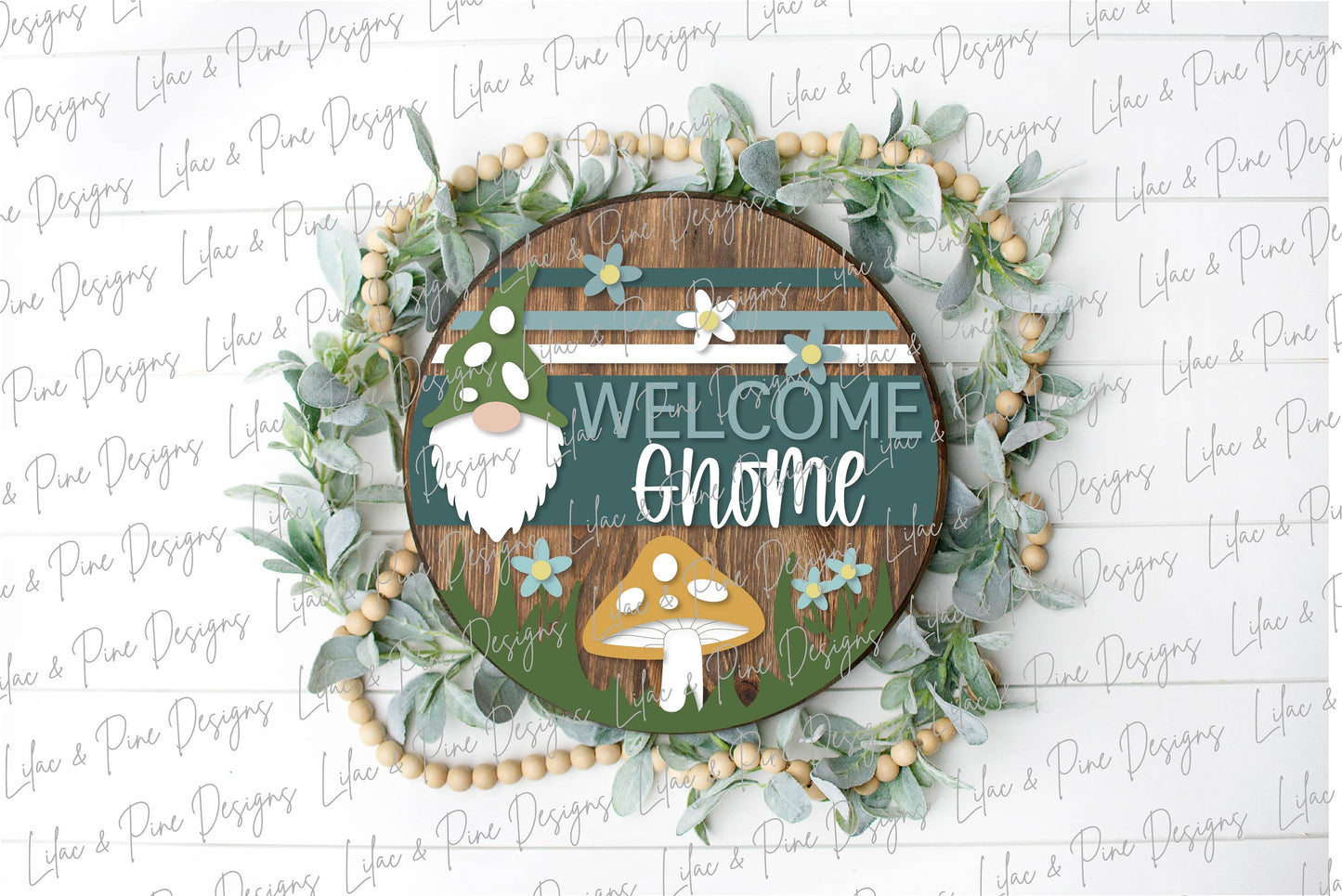 Welcome Gnome door hanger, mushroom SVG, garden gnome SVG, welcome round SVG, fairy garden svg, gnome decor, Glowforge Svg, laser cut file