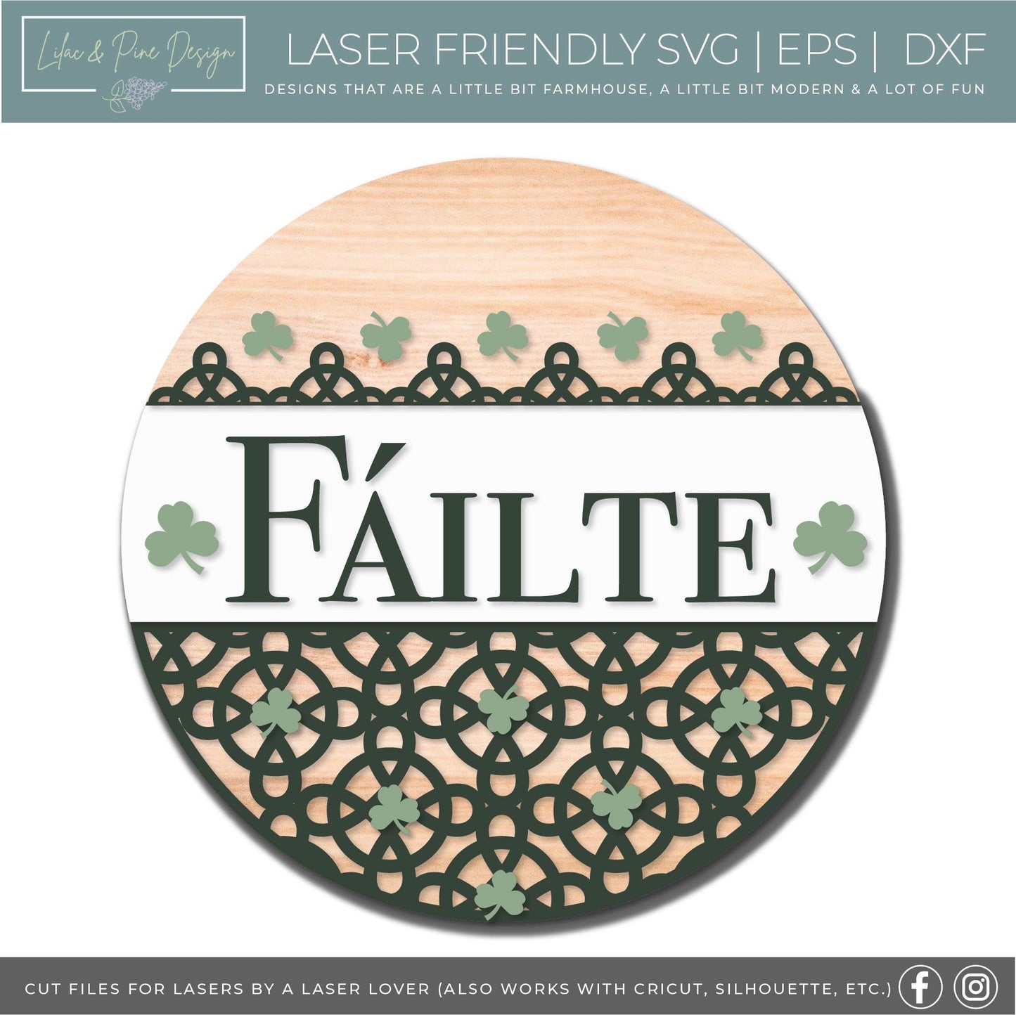St Patricks Welcome door hanger SVG, Irish welcome sign, Failte sign SVG, Celtic welcome svg, shamrock SVG, Glowforge file, laser svg