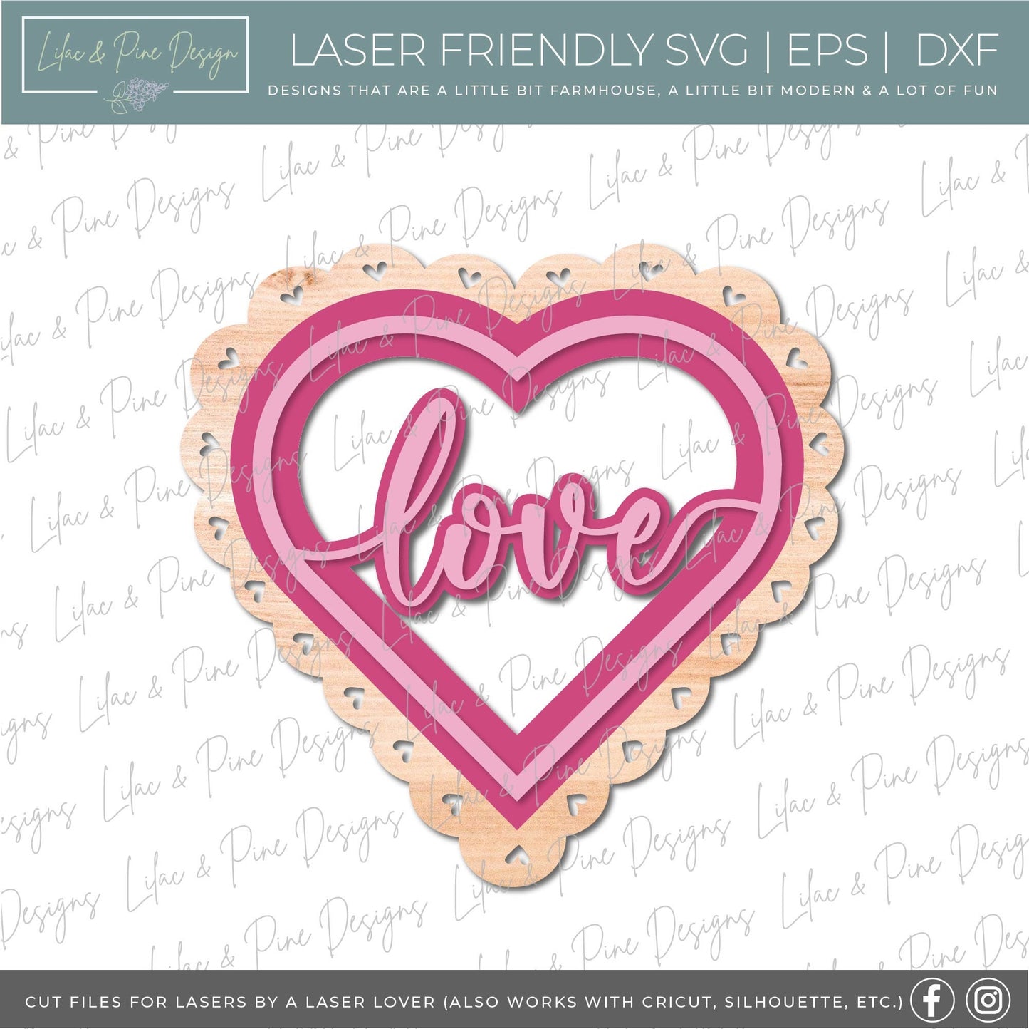 Love heart shaped door hanger, Scalloped Heart Welcome sign SVG, Valentine sign SVG, Valentines Day decor SVG, Glowforge file, laser svg