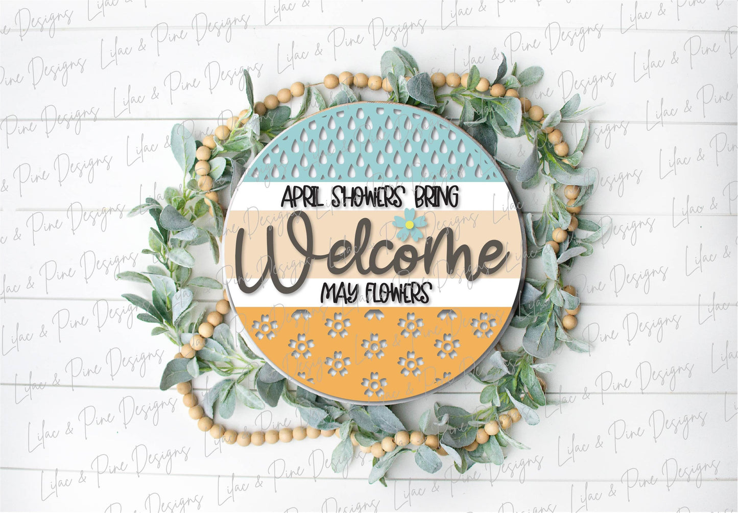 Spring Welcome door hanger SVG, Round porch Welcome sign SVG, April showers may flowers SVG, Spring decor, Glowforge Svg, laser cut file