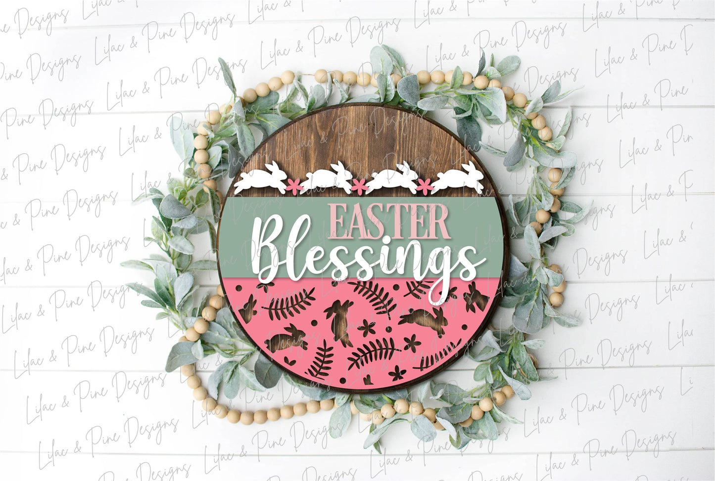 Easter Welcome door hanger, Easter blessings SVG, Easter bunny sign, spring floral svg, Farmhouse Easter decor, Glowforge svg, laser file
