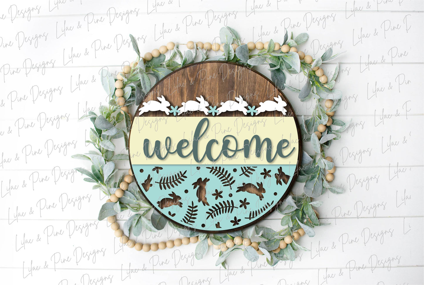 Easter Welcome door hanger, Easter blessings SVG, Easter bunny sign, spring floral svg, Farmhouse Easter decor, Glowforge svg, laser file