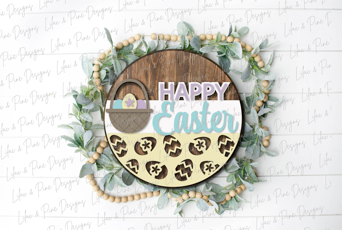 Easter Welcome door hanger, Happy Easter porch sign SVG, Easter egg svg, easter basket SVG, Easter decor, Glowforge svg, laser cut file