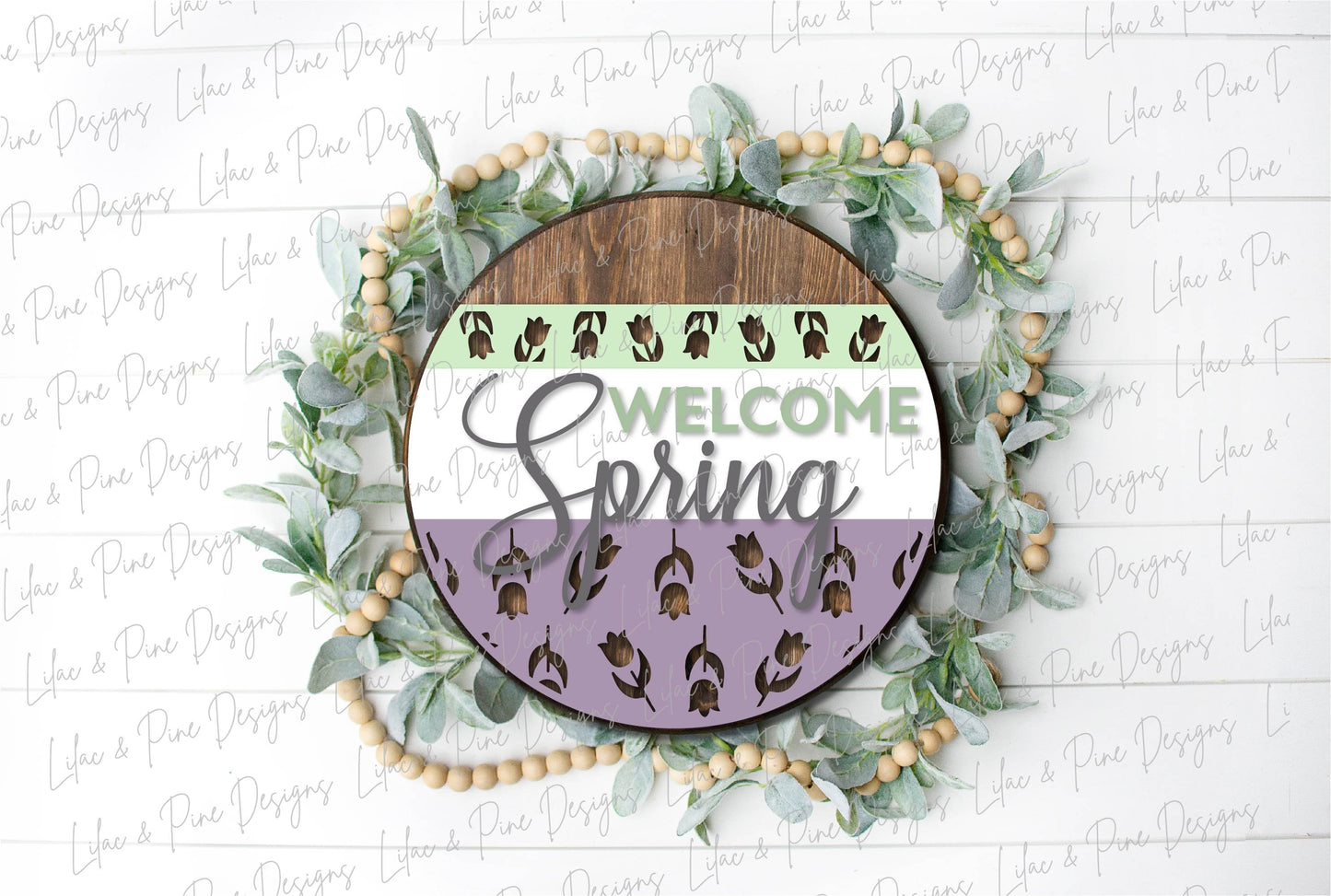 Spring Welcome door hanger, Welcome Spring sign SVG, tulip svg, tulip porch sign, spring decor, farmhouse svg, Glowforge svg, laser cut file