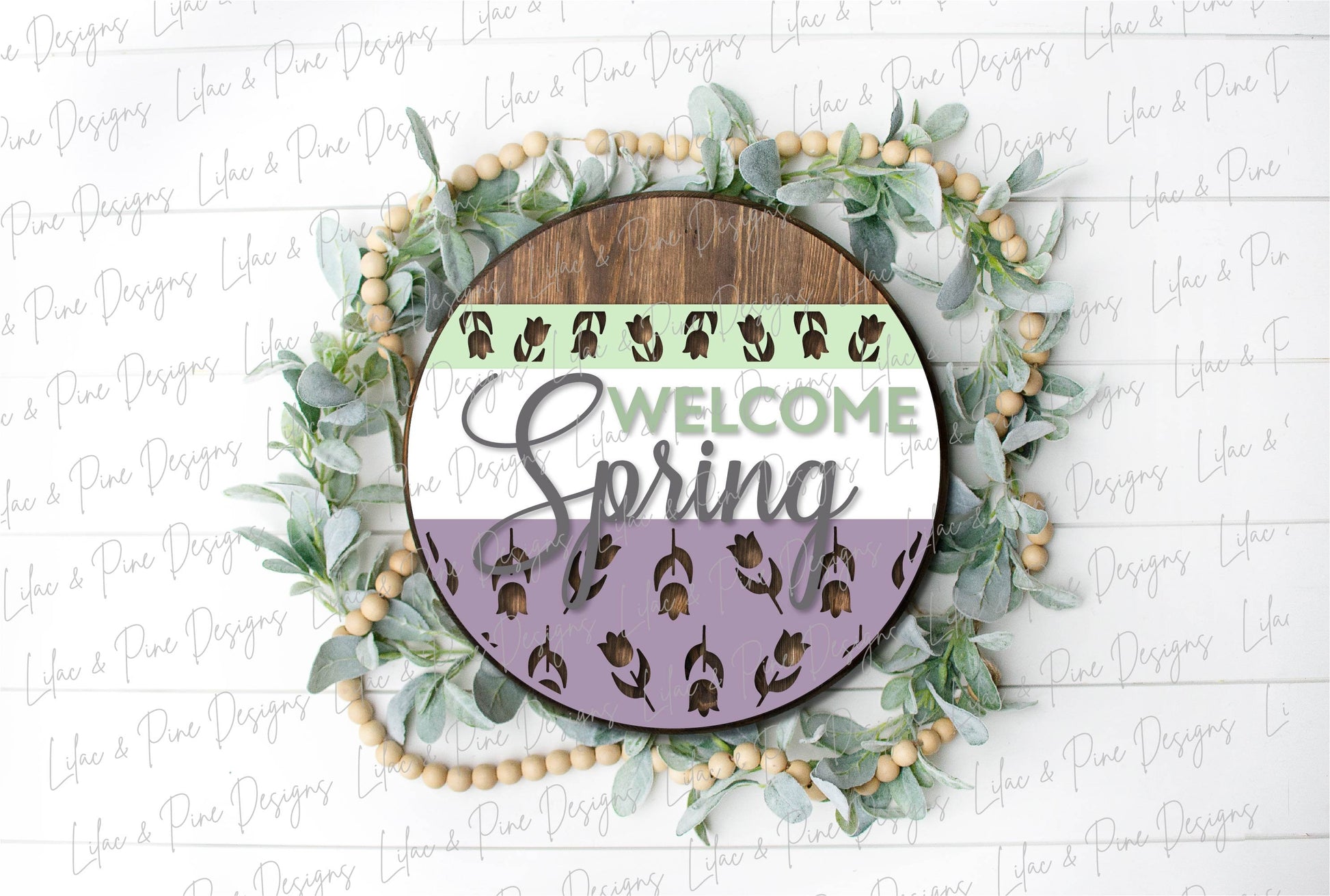 Spring Welcome door hanger, Welcome Spring sign SVG, tulip svg, tulip porch sign, spring decor, farmhouse svg, Glowforge svg, laser cut file