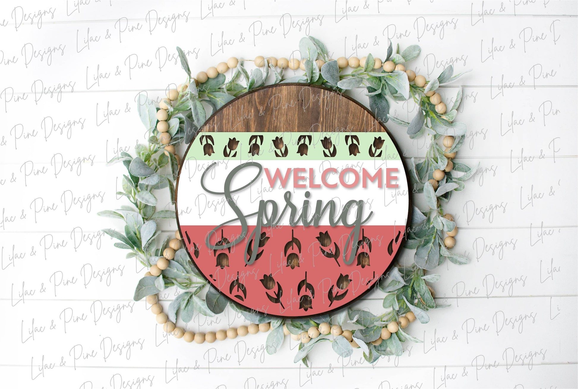 Spring Welcome door hanger, Welcome Spring sign SVG, tulip svg, tulip porch sign, spring decor, farmhouse svg, Glowforge svg, laser cut file