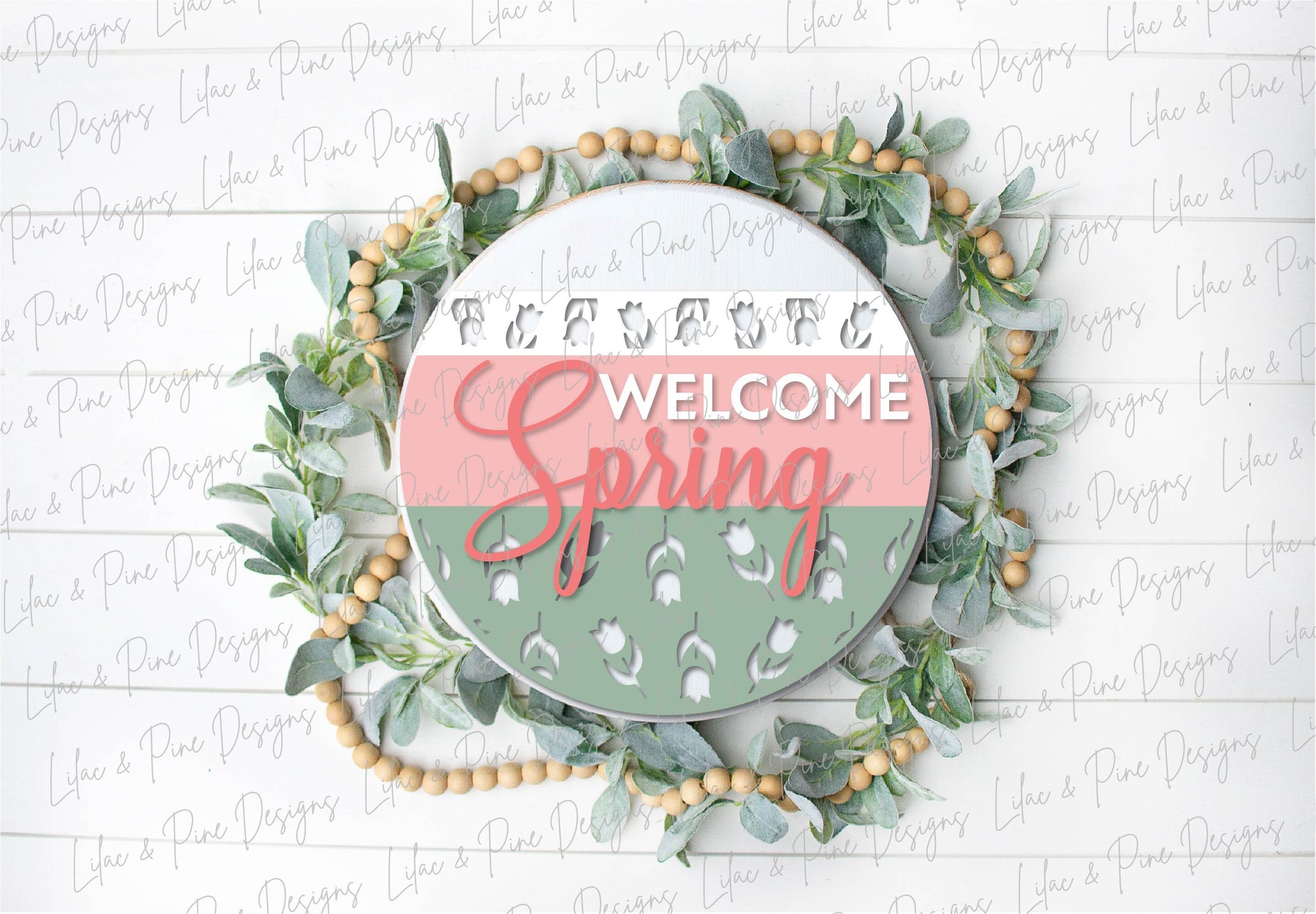 Spring Welcome door hanger, Welcome Spring sign SVG, tulip svg, tulip porch sign, spring decor, farmhouse svg, Glowforge svg, laser cut file