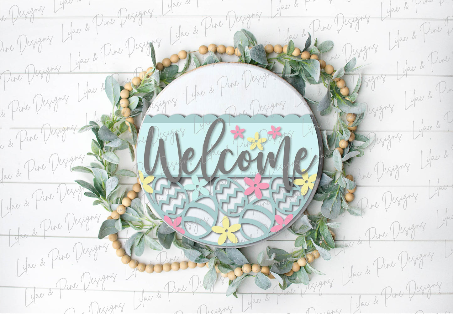 Welcome Easter round sign SVG, Easter egg door hanger, Easter Egg sign svg, Spring Welcome SVG, Easter decor, Glowforge Svg, laser cut file