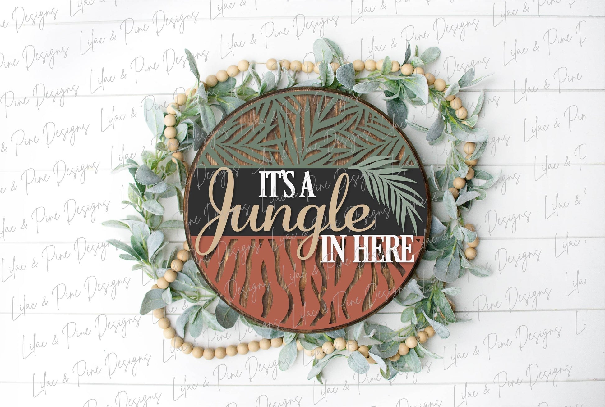 Its a Jungle door hanger, Welcome sign SVG, tiger stripes SVG, tropical leaves SVG, porch sign svg, Glowforge svg file, laser cut files