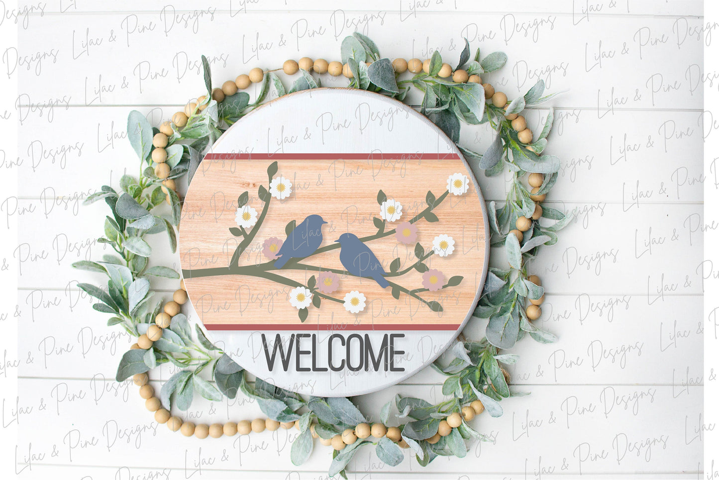 Birds on branch door hanger SVG, Spring Welcome sign, apple blossom svg, cherry blossom SVG, Spring decor, Glowforge Svg, laser cut file