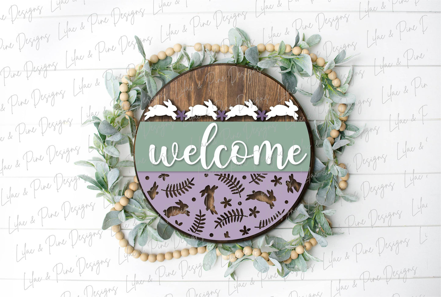 Easter Welcome door hanger, Easter blessings SVG, Easter bunny sign, spring floral svg, Farmhouse Easter decor, Glowforge svg, laser file