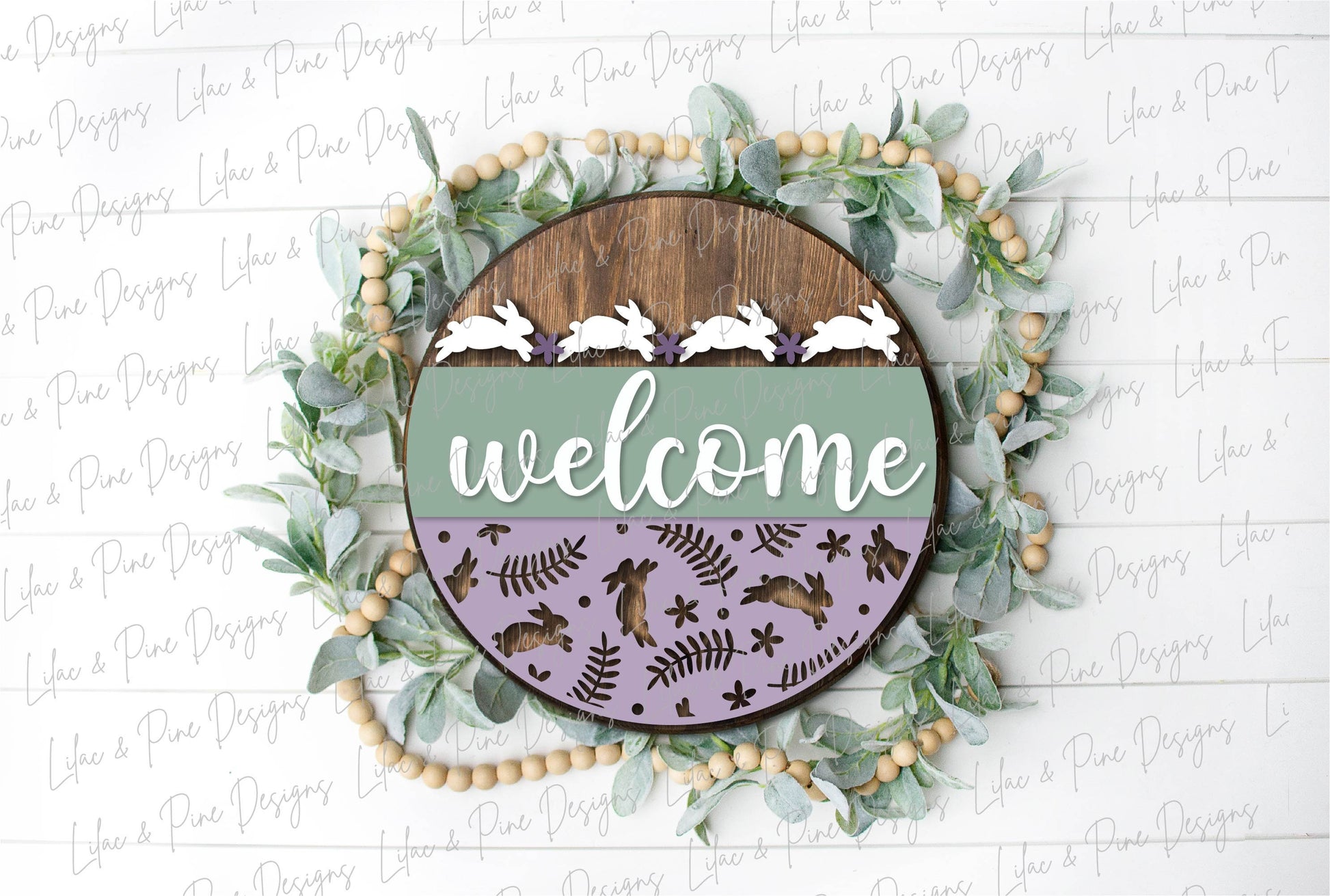 Easter Welcome door hanger, Easter blessings SVG, Easter bunny sign, spring floral svg, Farmhouse Easter decor, Glowforge svg, laser file