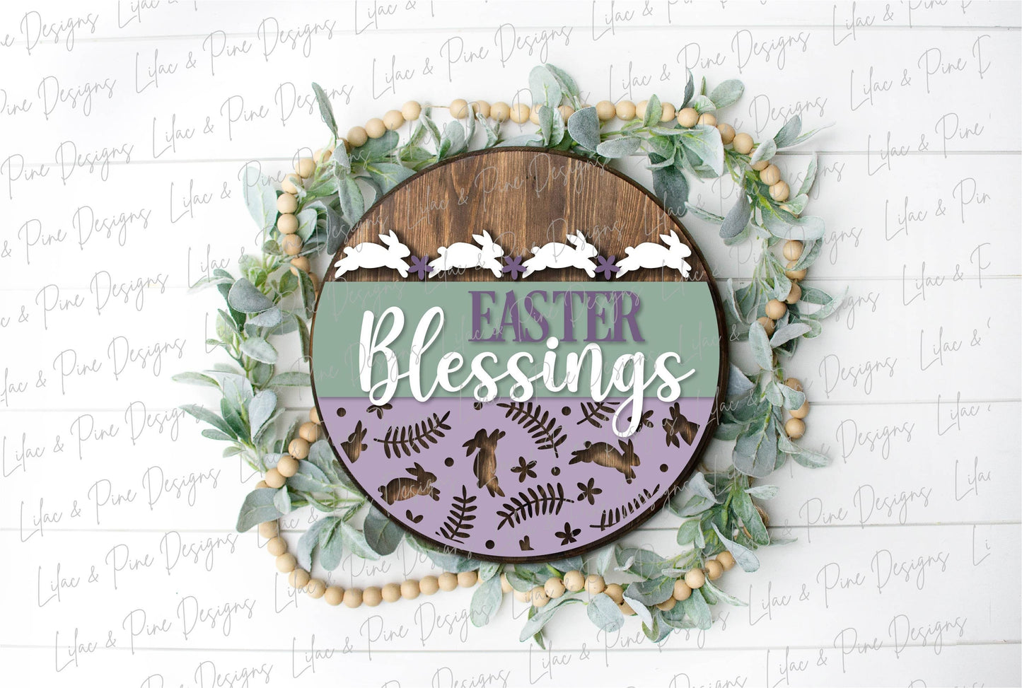Easter Welcome door hanger, Easter blessings SVG, Easter bunny sign, spring floral svg, Farmhouse Easter decor, Glowforge svg, laser file