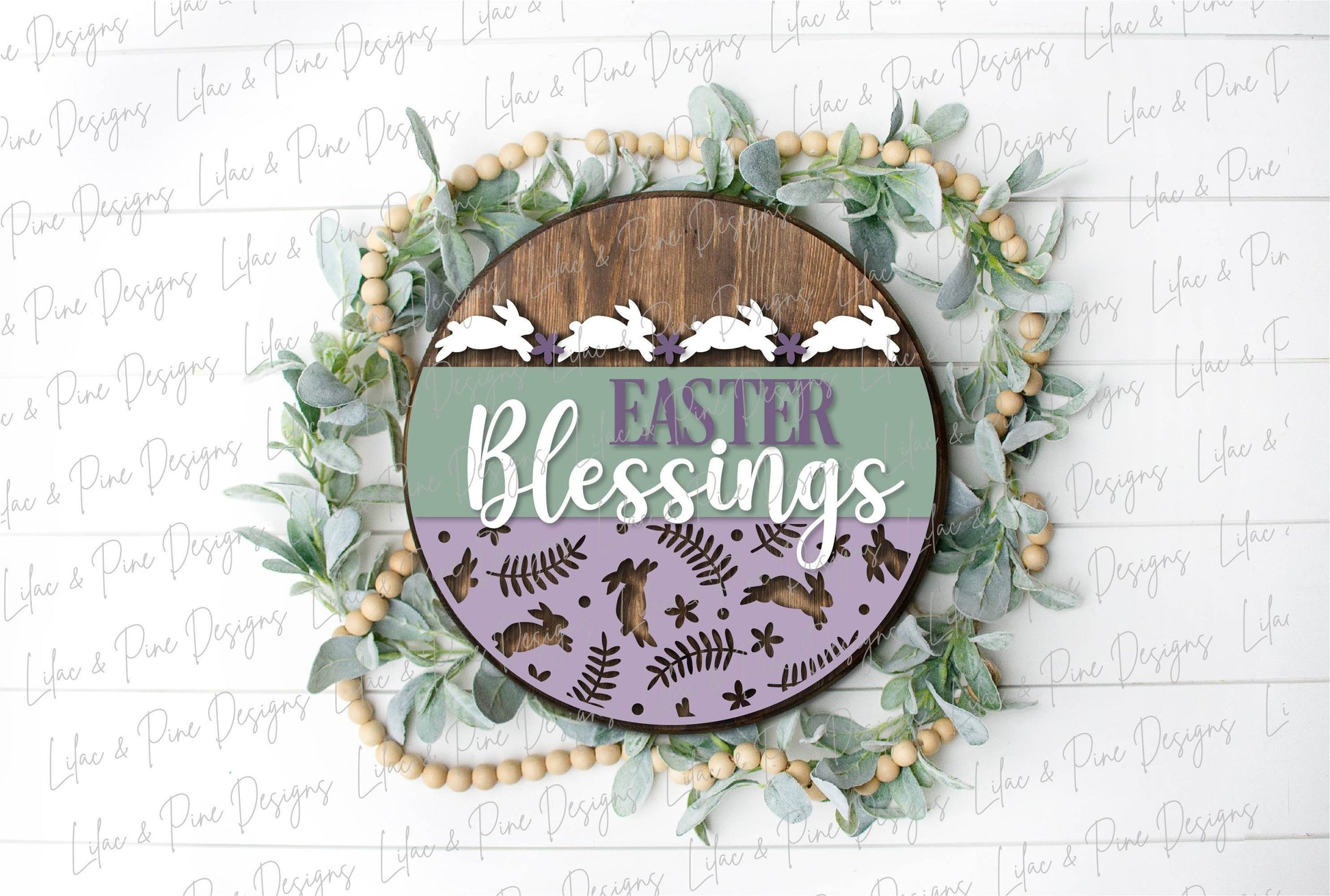 Easter Welcome door hanger, Easter blessings SVG, Easter bunny sign, spring floral svg, Farmhouse Easter decor, Glowforge svg, laser file