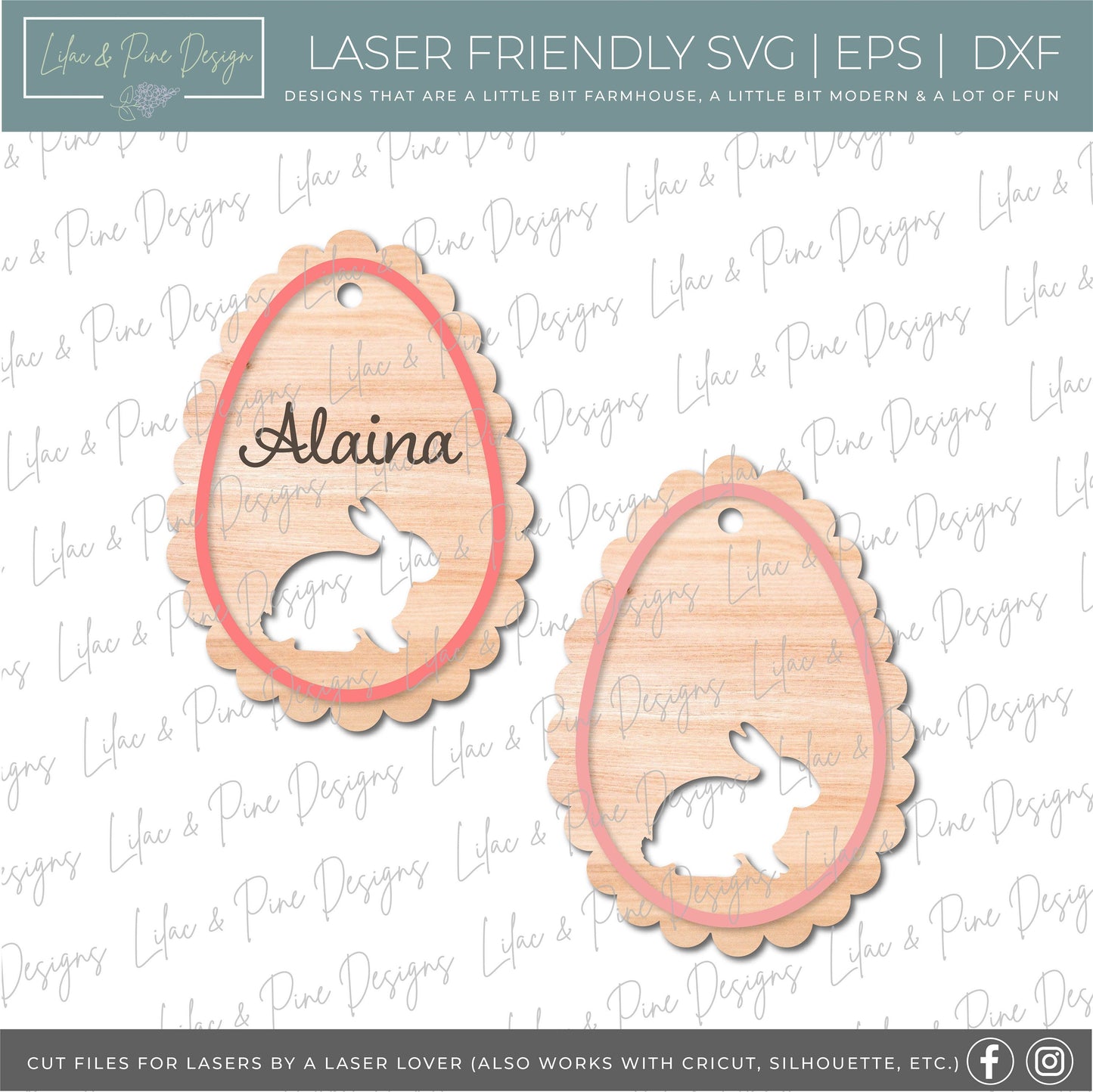 Easter Basket Tag bundle SVG, Easter tag, Egg tag svg, bunny tag SVG, Easter tag laser cut file, Glowforge laser cut file, laser SVG