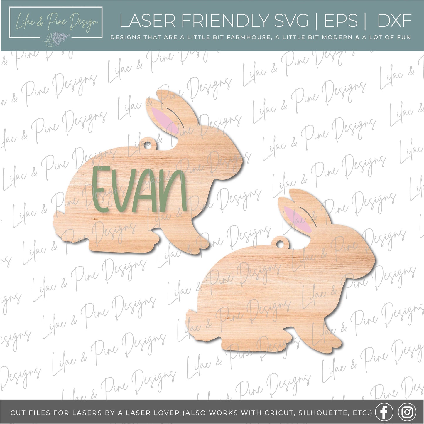 Easter Basket Tag bundle SVG, Easter tag, Egg tag svg, bunny tag SVG, Easter tag laser cut file, Glowforge laser cut file, laser SVG