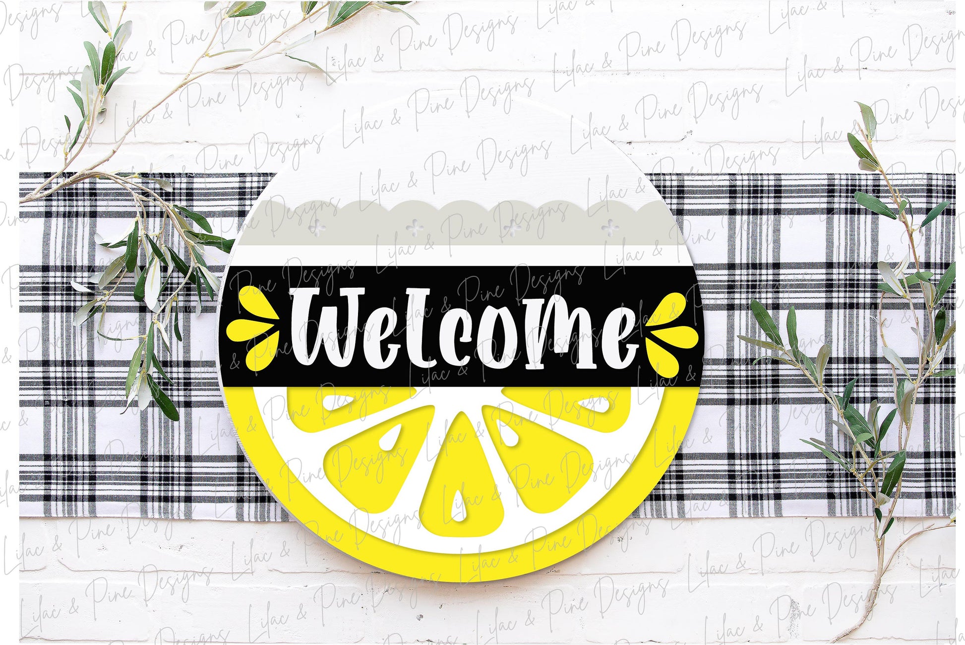 Lemon door hanger SVG, Lemon Welcome sign, Lemon round sign svg, Lemonade sign, Summer decor, Glowforge cut file, laser SVG file