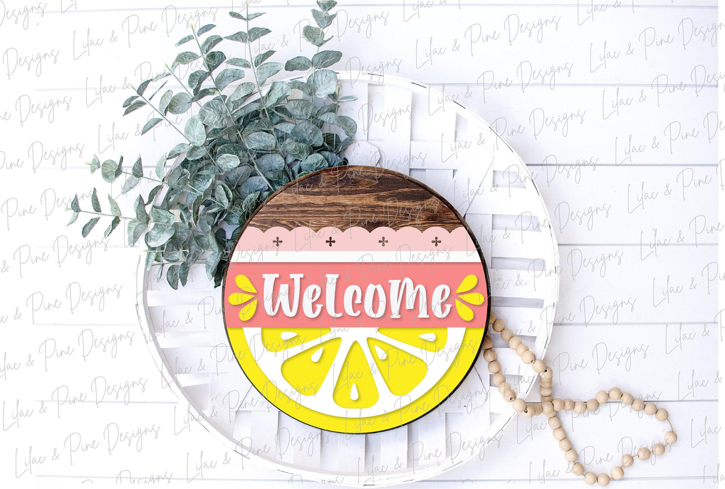 Lemon door hanger SVG, Lemon Welcome sign, Lemon round sign svg, Lemonade sign, Summer decor, Glowforge cut file, laser SVG file