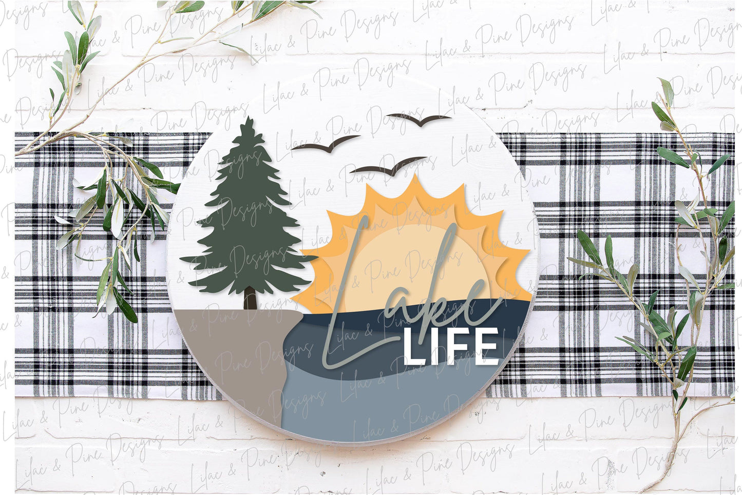 Lake life door hanger SVG, Sunrise Lake sign, Sunset svg, landscape SVG, lake house decor, cottage decor, Glowforge cut file, laser SVG file