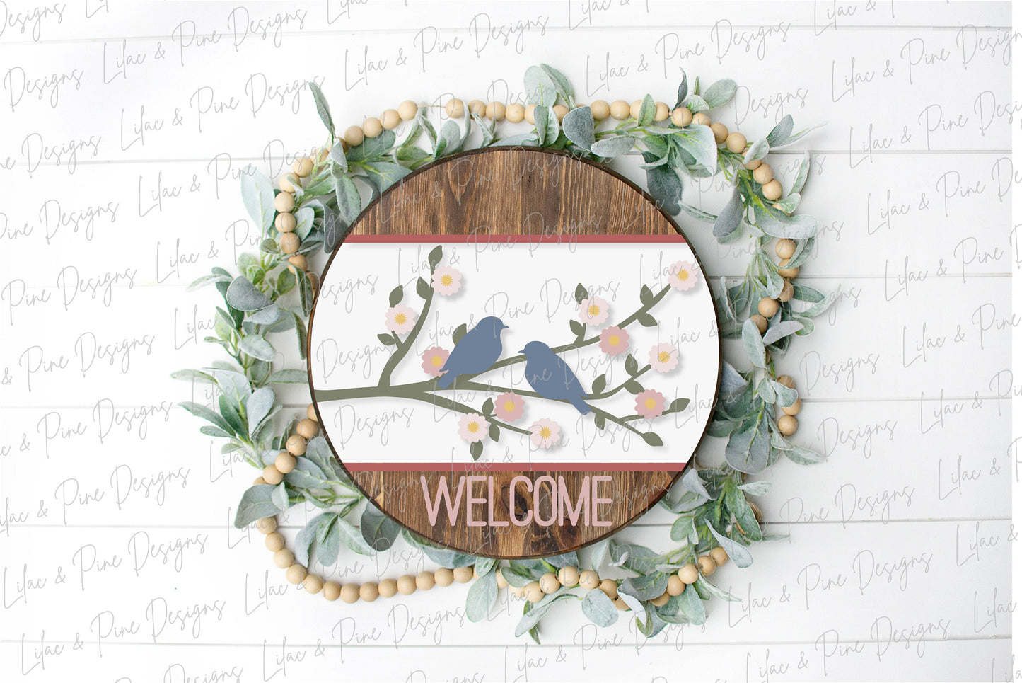 Birds on branch door hanger SVG, Spring Welcome sign, apple blossom svg, cherry blossom SVG, Spring decor, Glowforge Svg, laser cut file