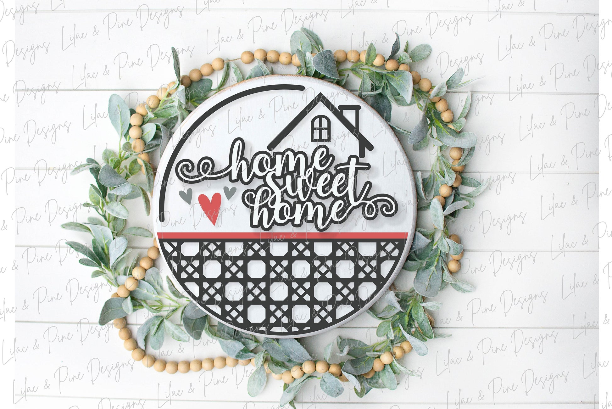 Rattan pattern door hanger SVG,  Cane pattern Home Sweet Home sign, boho decor svg,  welcome porch decor, Glowforge cut file, laser SVG file