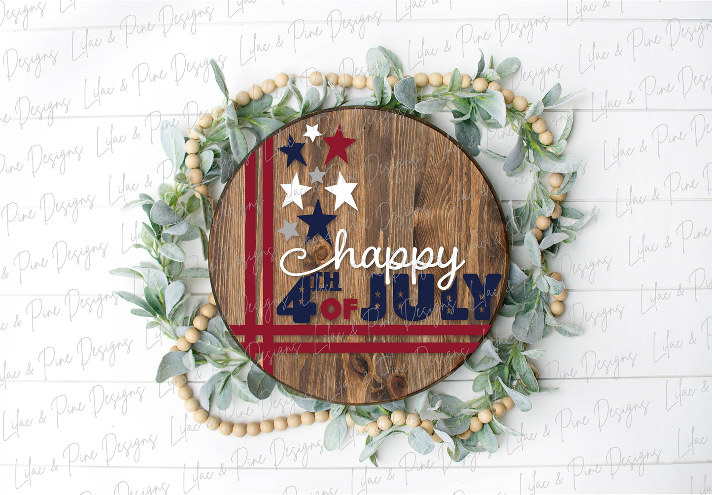 Patriotic Welcome round sign, July 4th door hanger SVG, Stars and Stripes SVG, Independence Day porch sign, Glowforge Svg, laser cut file