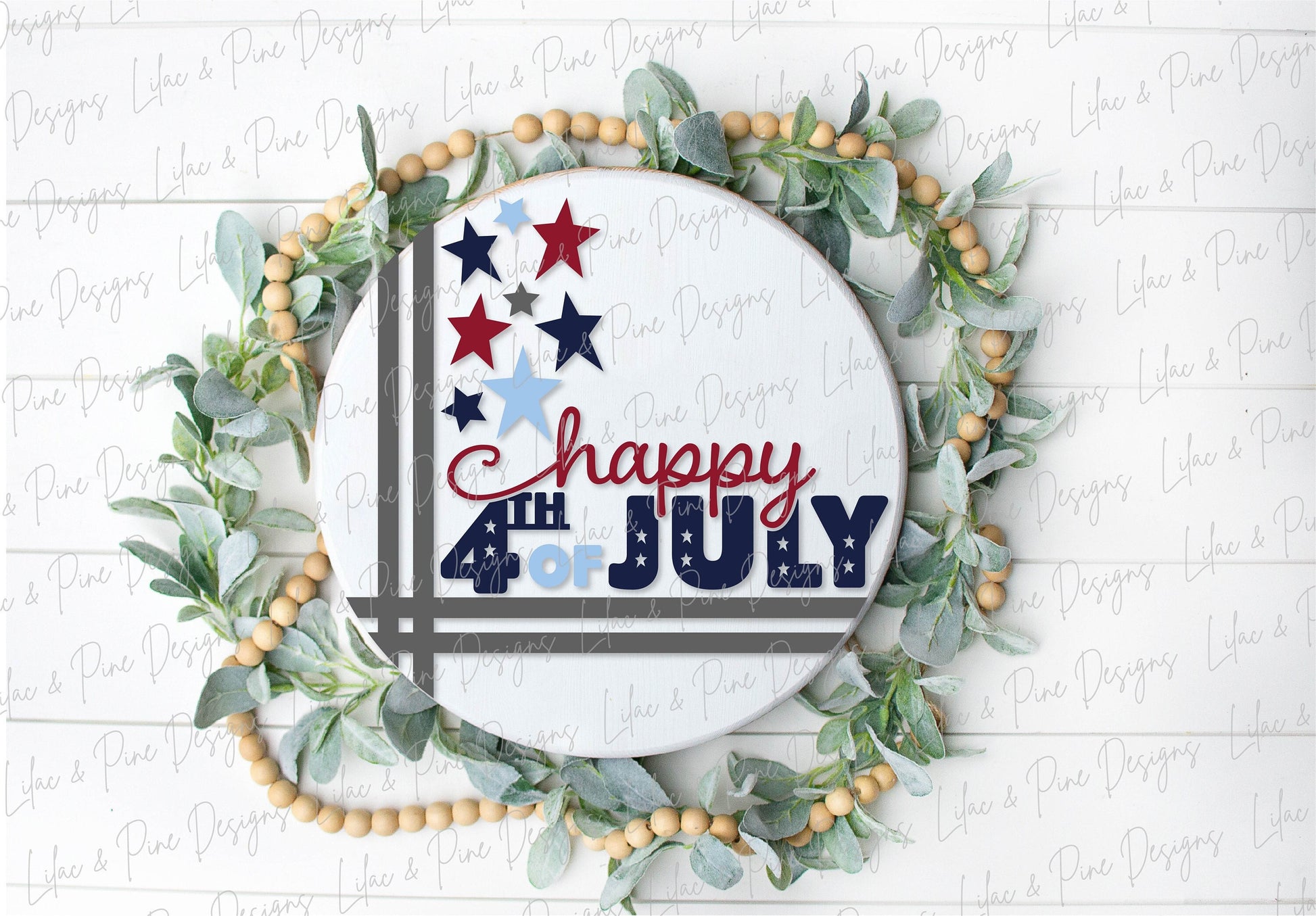 Patriotic Welcome round sign, July 4th door hanger SVG, Stars and Stripes SVG, Independence Day porch sign, Glowforge Svg, laser cut file