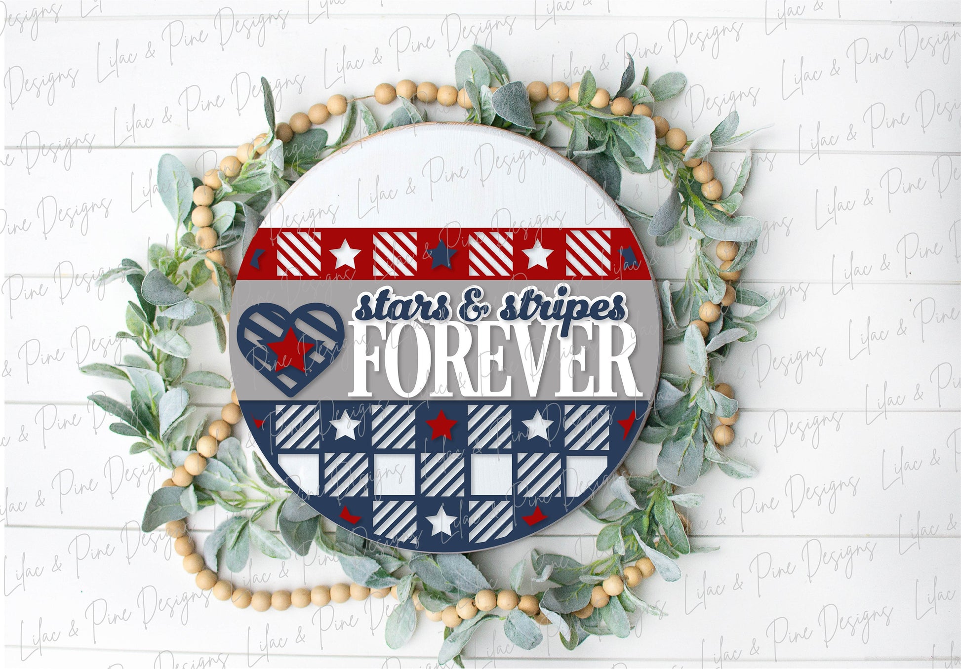 Patriotic Welcome sign, Stars and Stripes door hanger SVG, Plaid 4th of July SVG, Independence Day porch sign, Glowforge SVG, laser cut file