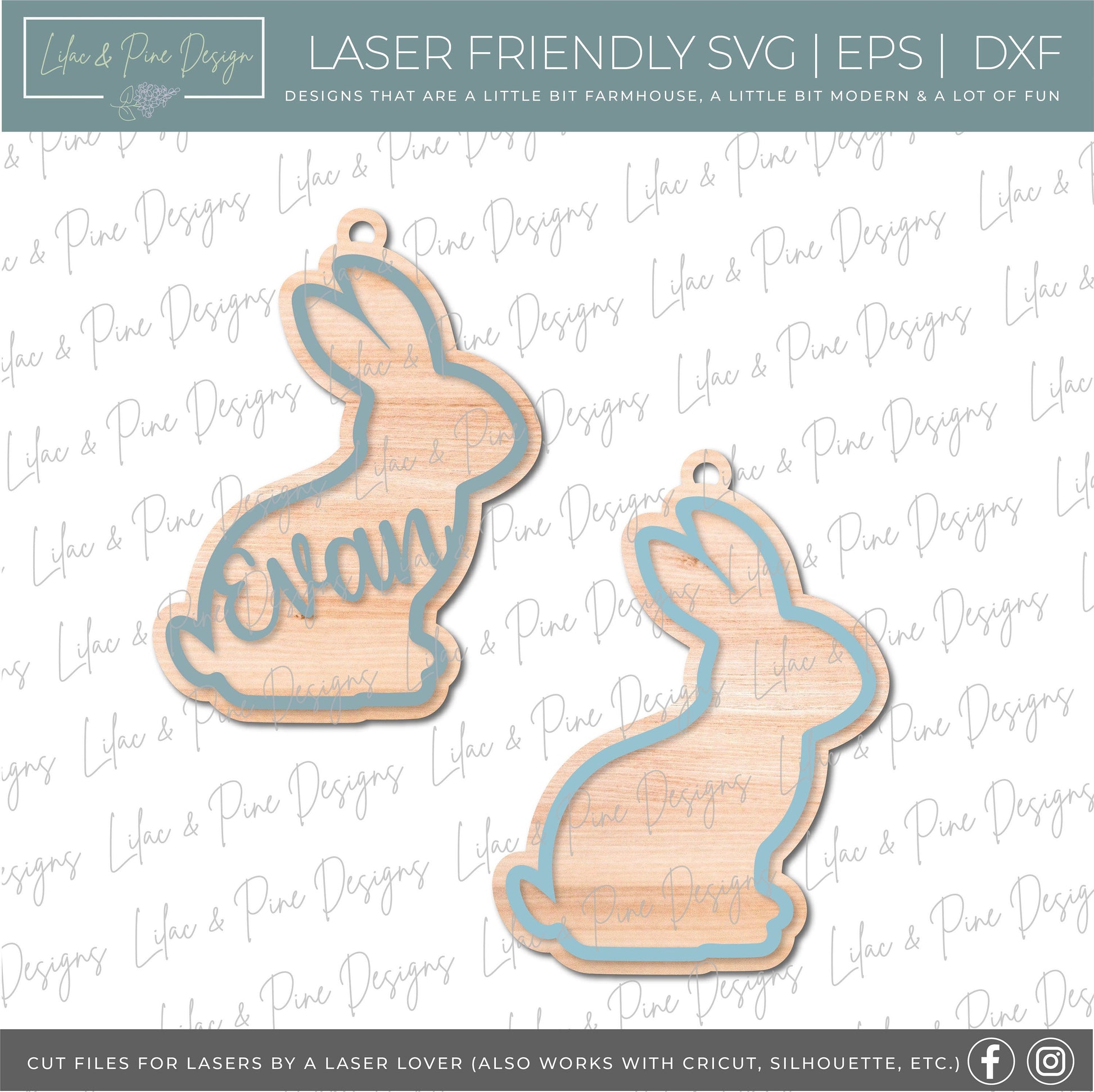 Easter Basket Tag bundle SVG, Easter tag, Egg tag svg, bunny tag SVG, Easter tag laser cut file, Glowforge laser cut file, laser SVG