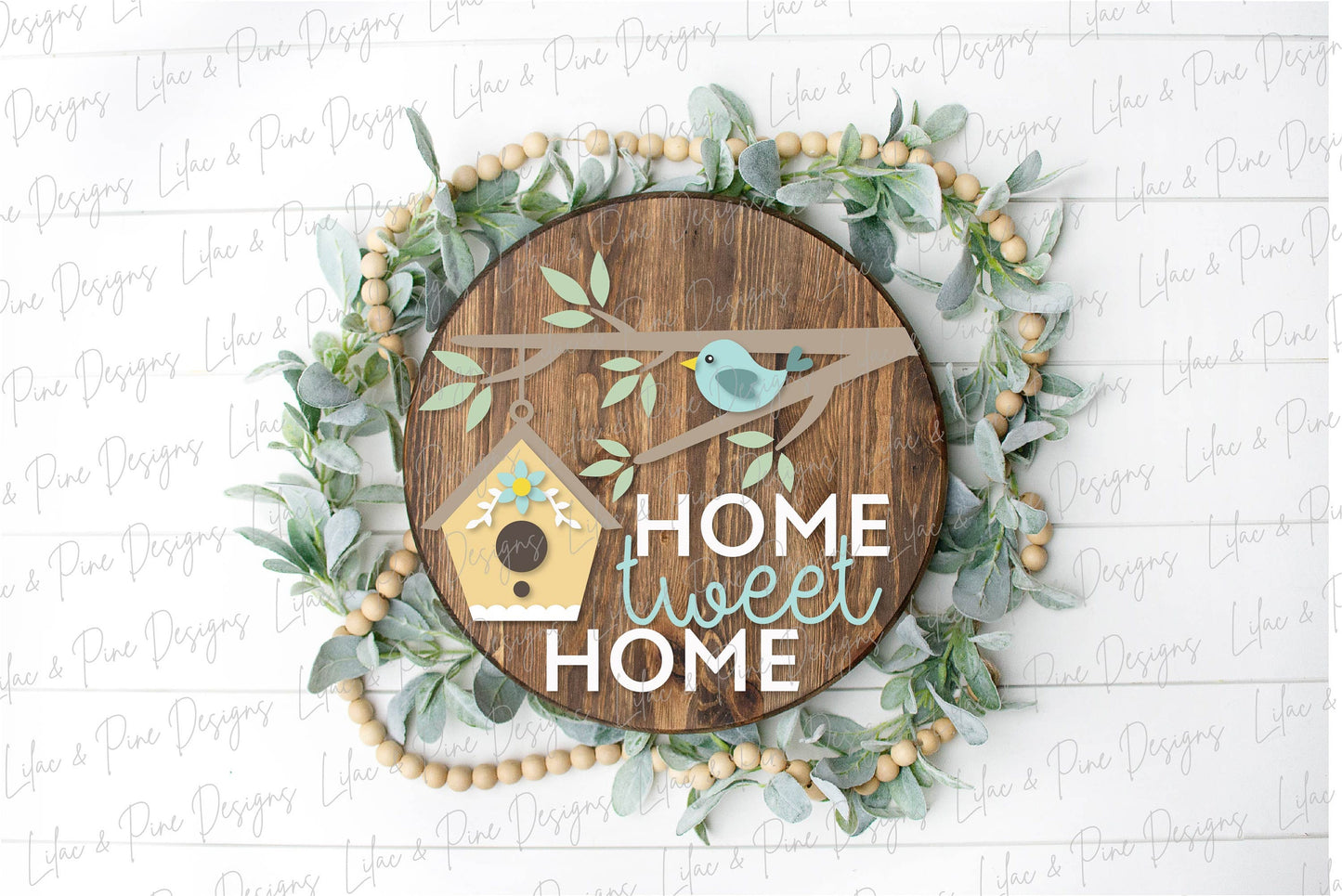 Home Tweet Home door hanger SVG, Birdhouse Welcome sign, Bird round sign, Summer decor, Bird decor, Glowforge cut file, laser SVG file
