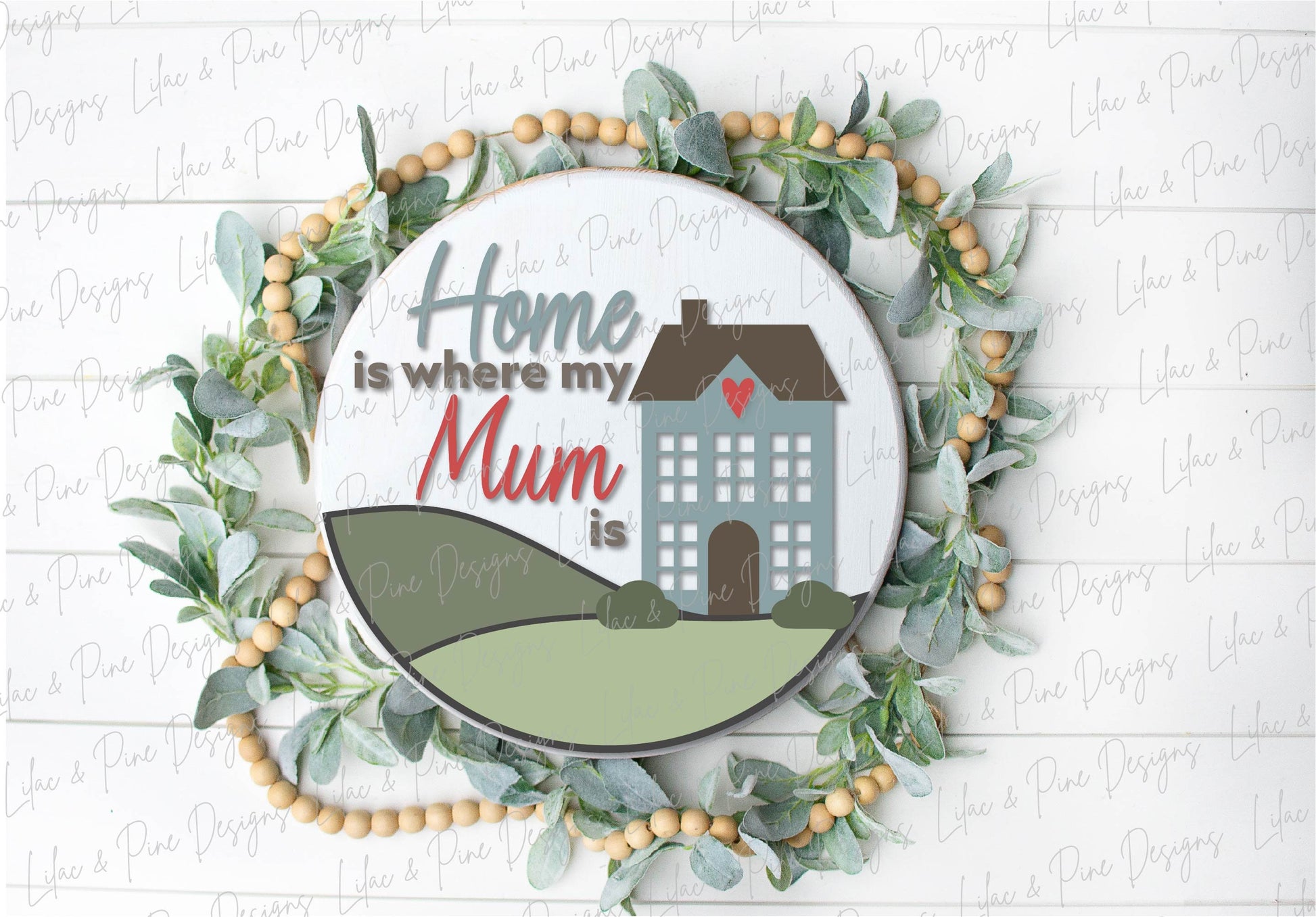 Home is Where Mom is door hanger SVG, Mother's Day round sign, Welcome Home porch sign SVG, Mum svg, Mama SVG, Glowforge Svg, laser cut file