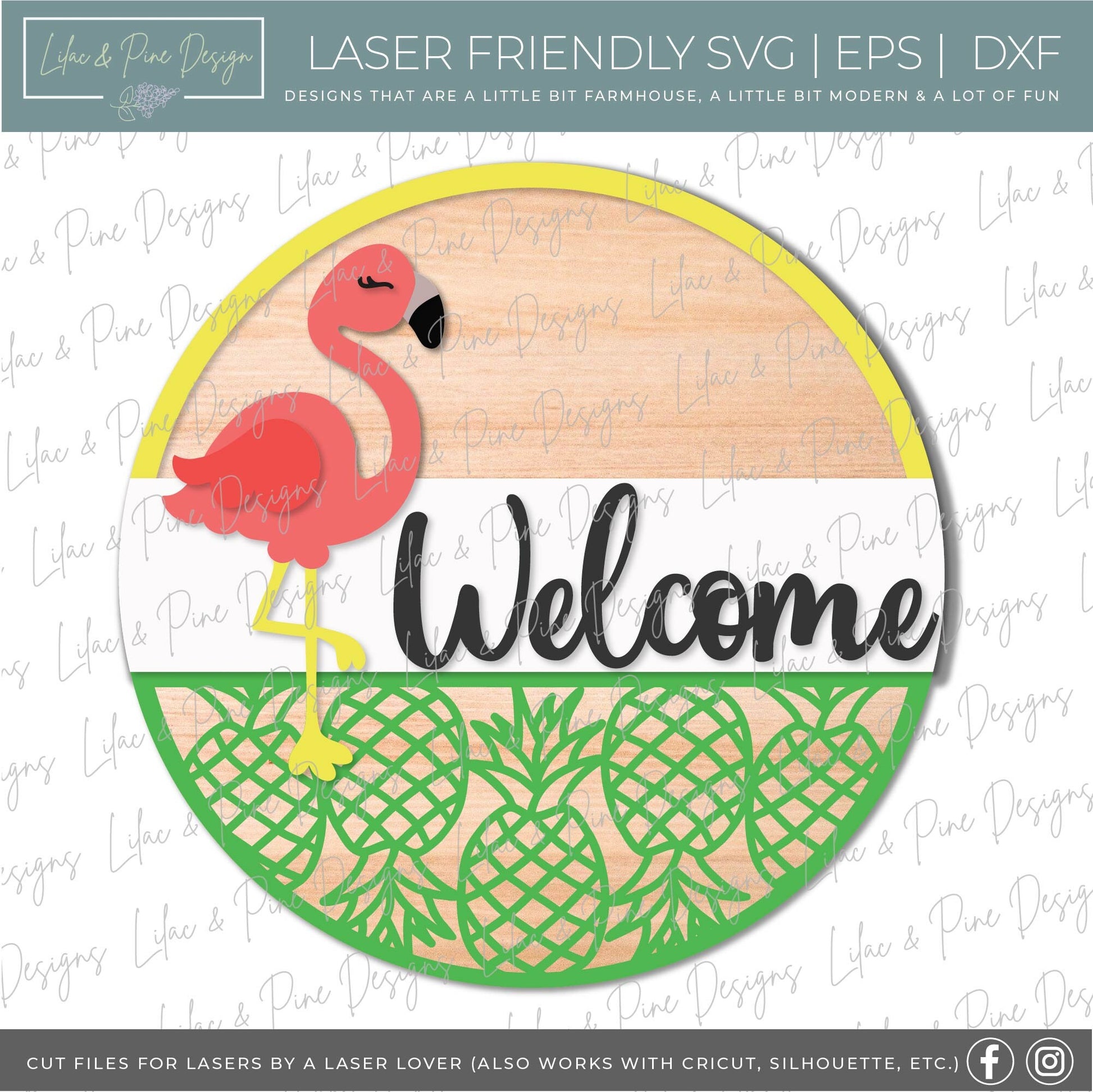 Summer Welcome door hanger bundle, Summer porch decor SVG, watermelon svg, bee svg, strawberry svg, Glowforge files, laser cut file