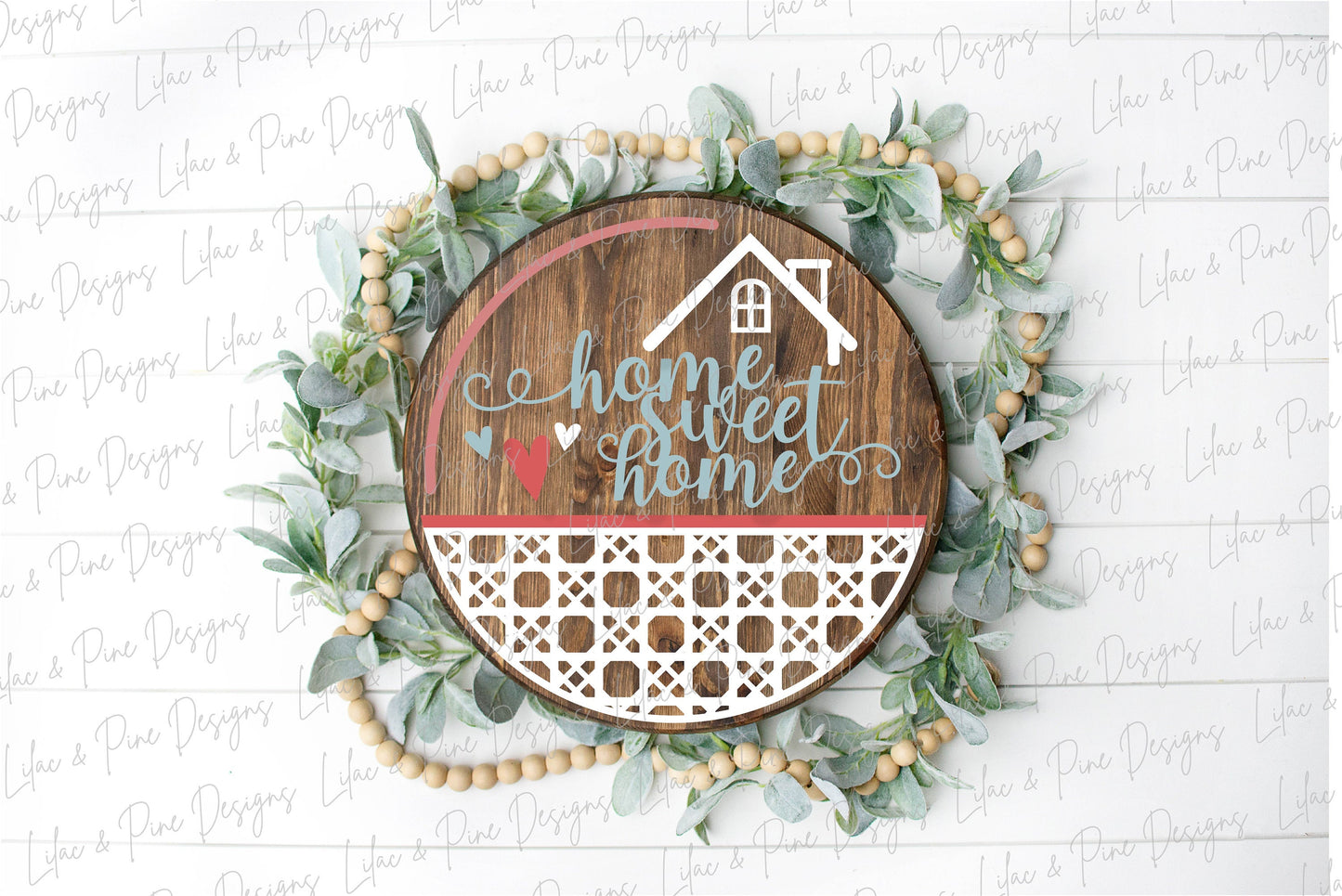 Rattan pattern door hanger SVG, Cane pattern Home Sweet Home sign, boho decor svg, welcome porch decor, Glowforge cut file, laser SVG file