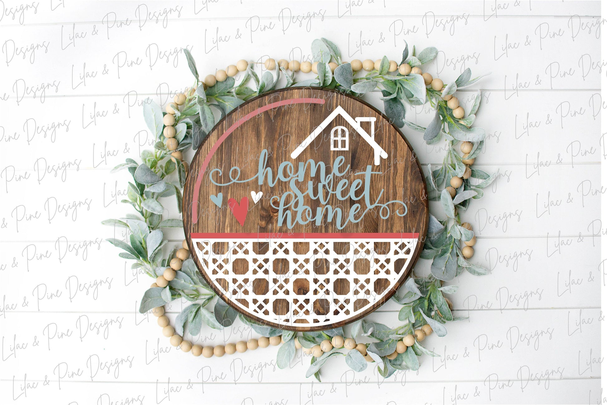 Rattan pattern door hanger SVG,  Cane pattern Home Sweet Home sign, boho decor svg,  welcome porch decor, Glowforge cut file, laser SVG file