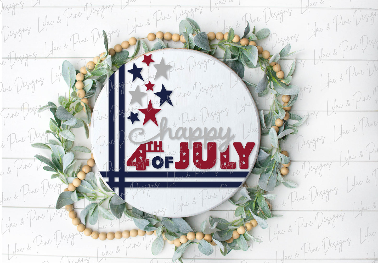 Patriotic Welcome round sign, July 4th door hanger SVG, Stars and Stripes SVG, Independence Day porch sign, Glowforge Svg, laser cut file
