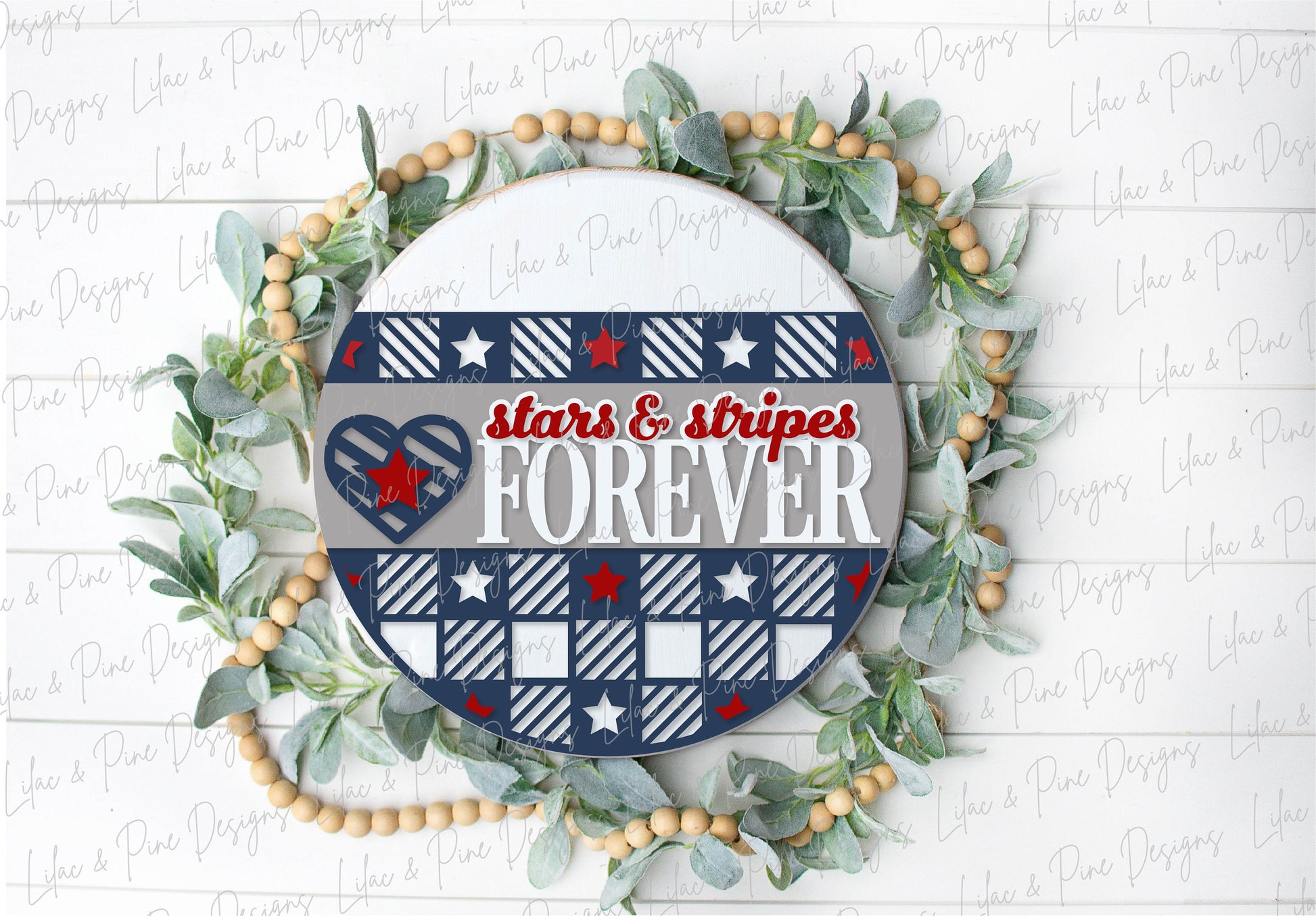 Patriotic Welcome sign, Stars and Stripes door hanger SVG, Plaid 4th of July SVG, Independence Day porch sign, Glowforge SVG, laser cut file