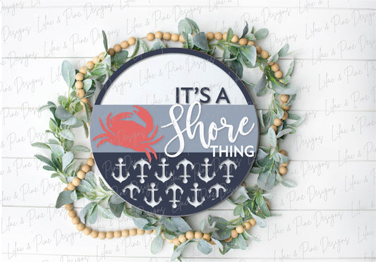 Coastal door hanger SVG, Nautical welcome round sign, Coastal welcome SVG, Summer svg, Crab svg, Anchor svg, Glowforge Svg, laser svg file
