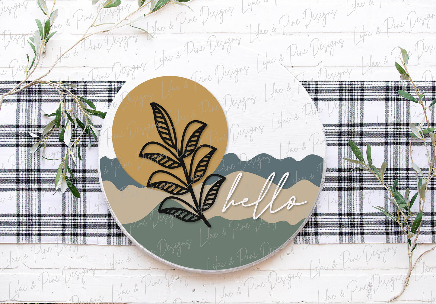 Boho welcome sign SVG, hello door hanger SVG, minimalist round wood sign, Boho decor svg, Porch welcome SVG, Glowforge Svg, laser svg file