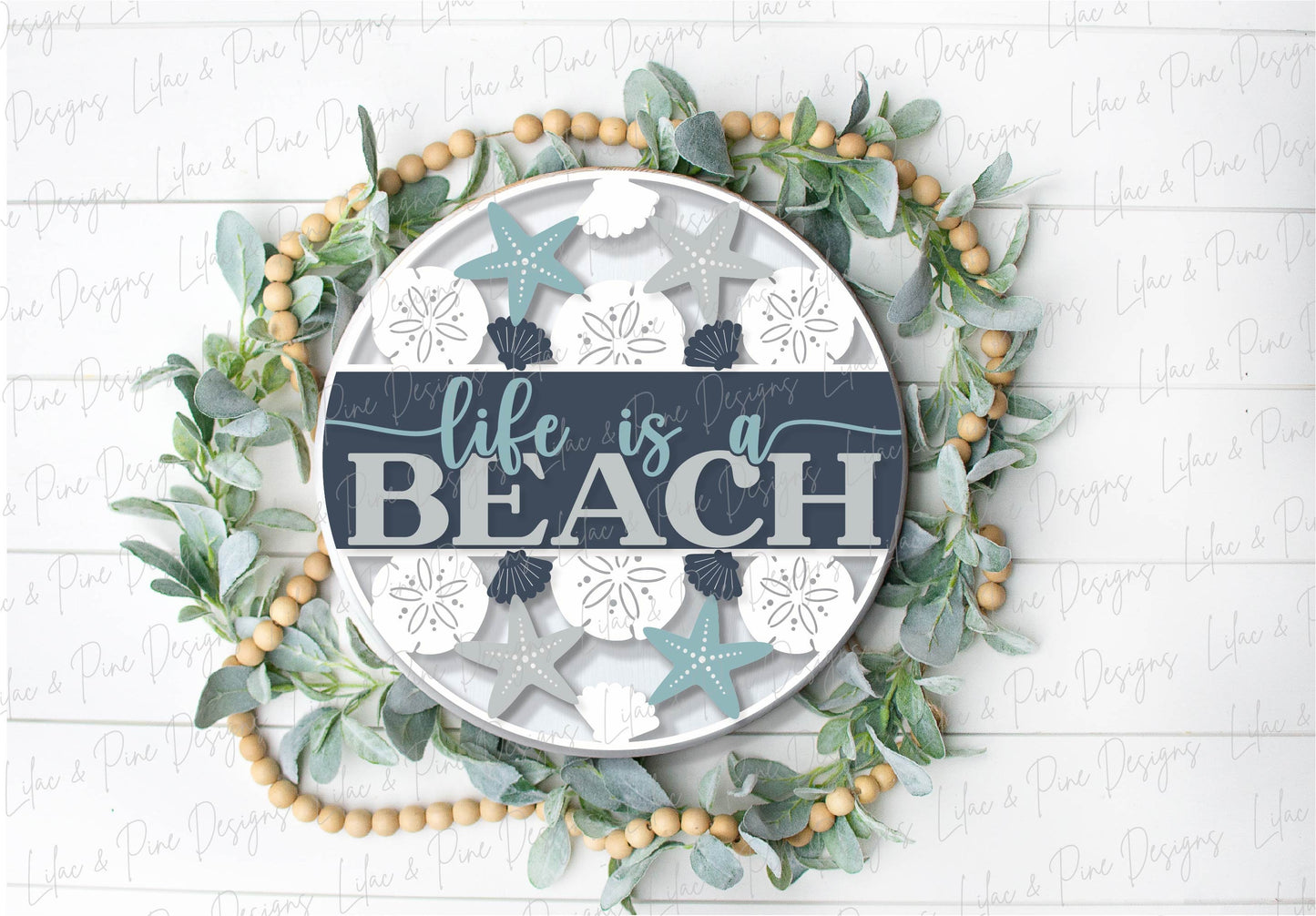 Life is a Beach SVG, welcome sign SVG, door hanger SVG, seashell svg, coastal porch sign svg, Beach decor, Glowforge Svg, laser cut file