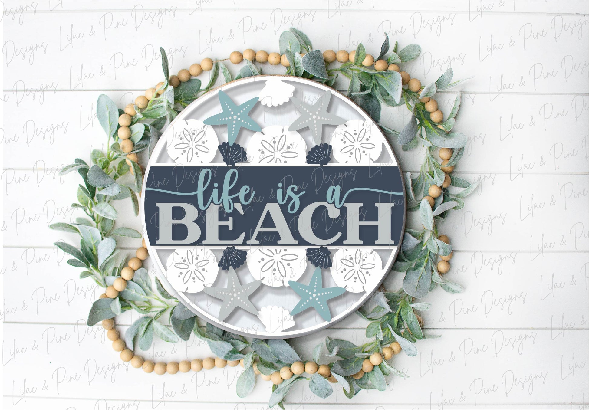Life is a Beach SVG, welcome sign SVG, door hanger SVG, seashell svg, coastal porch sign svg, Beach decor, Glowforge Svg, laser cut file