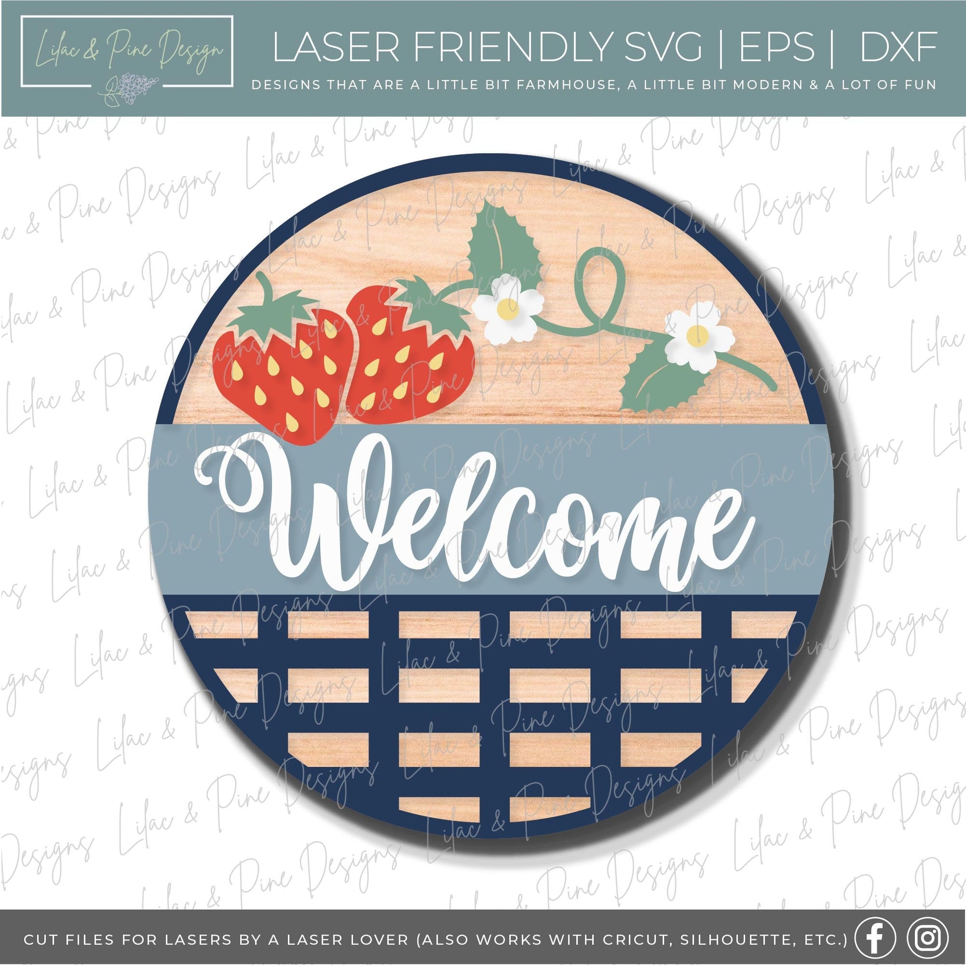 Strawberry vine welcome sign, summer door decor SVG, strawberry SVG, wood sign, summer porch sign, Cricut SVG, Glowforge Svg, laser cut file