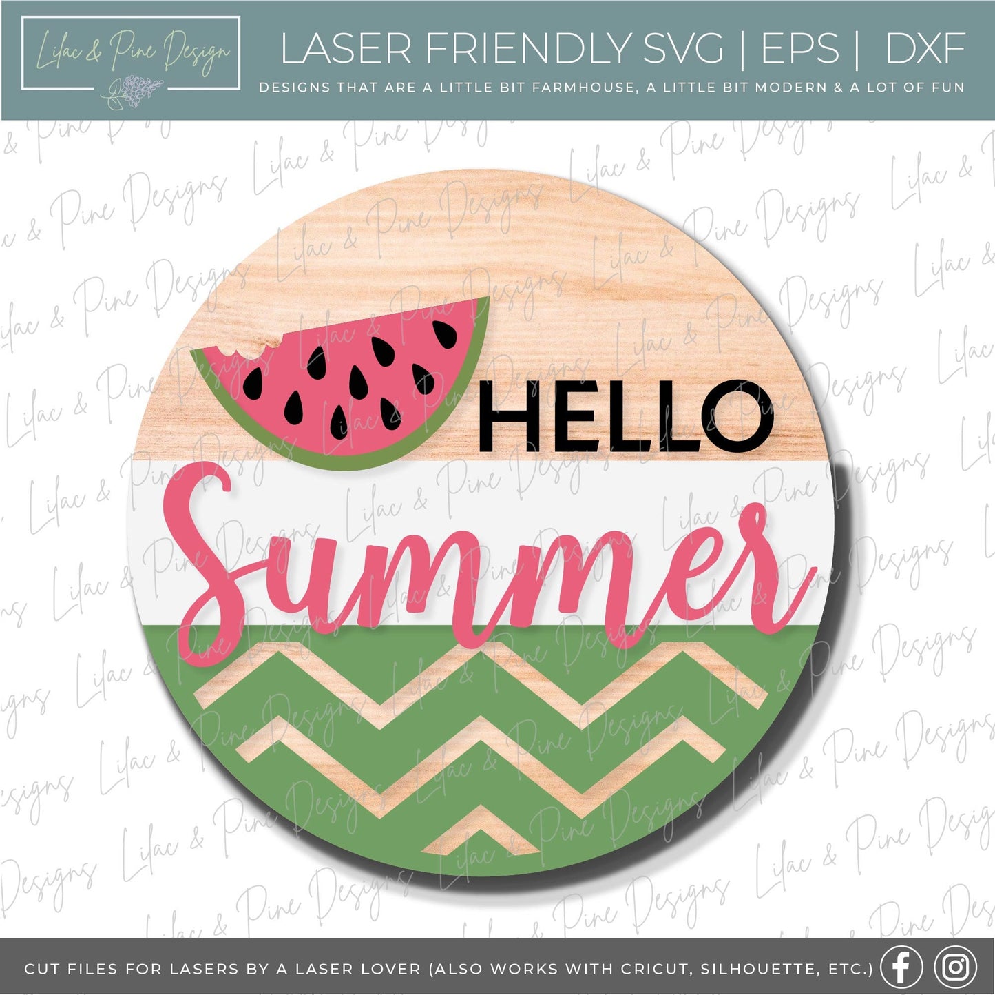 Hello Summer Watermelon sign, summer door decor SVG, watermelon SVG, summer porch sign svg, Cricut SVG, Glowforge Svg, laser cut file