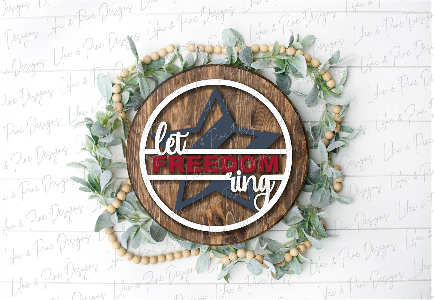 Let Freedom Ring round sign, July 4th door decor, Stars SVG, Independence Day porch sign, Stars and Stripes, Glowforge Svg, laser cut file