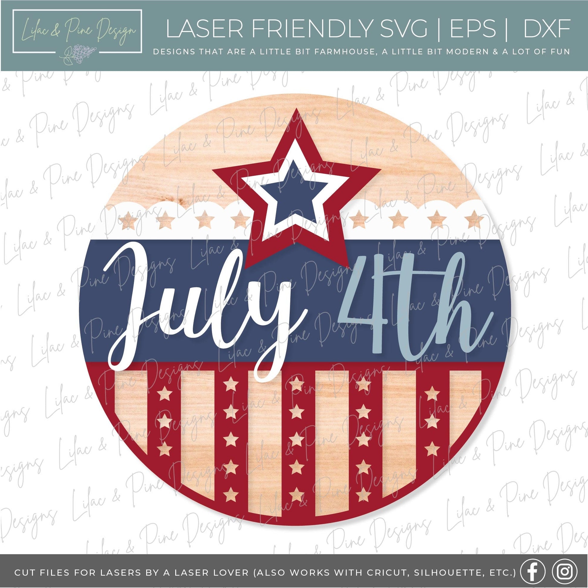 Patriotic Welcome door hanger bundle, 4th of July porch decor SVG, Independence Day sign bundle SVG, Glowforge files, laser cut file