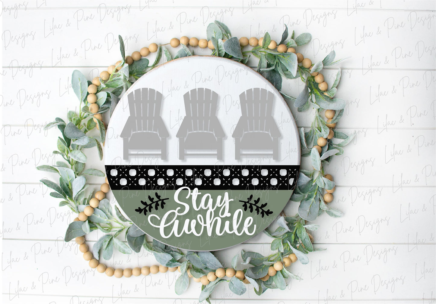 Adirondack chair door hanger SVG, welcome sign SVG, Summer welcome svg, Summer porch sign, stay awhile svg, Glowforge Svg, laser cut file