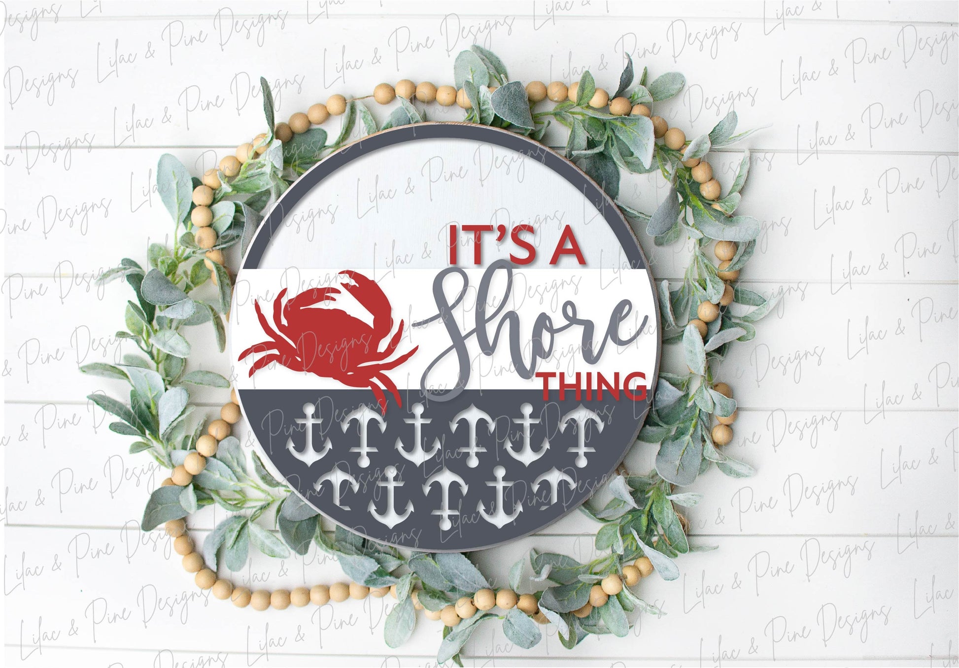 Coastal door hanger SVG, Nautical welcome round sign, Coastal welcome SVG, Summer svg, Crab svg, Anchor svg, Glowforge Svg, laser svg file