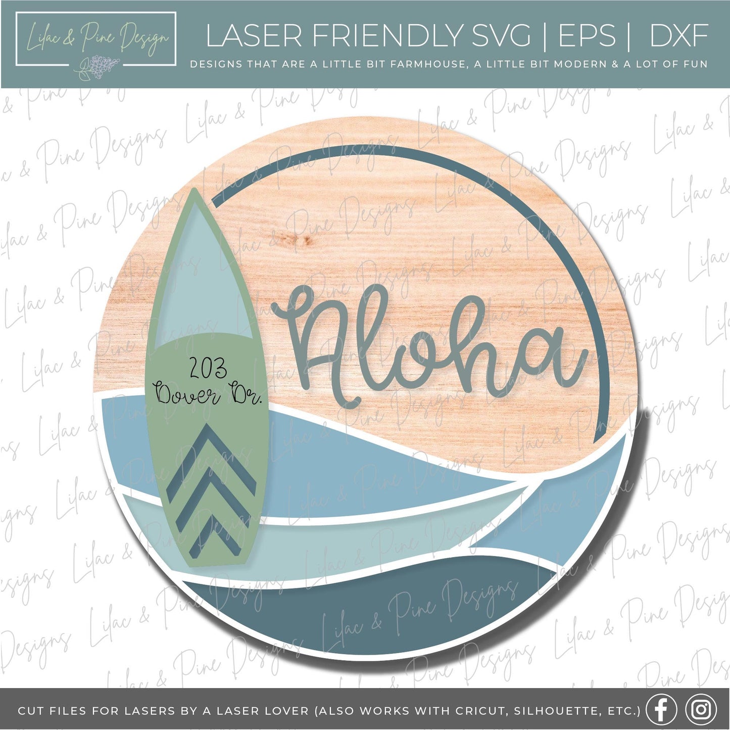 Aloha door hanger SVG, Surfs Up SVG, welcome sign SVG, door hanger svg, surfing svg, surfboard sign svg, Glowforge Svg, laser cut file
