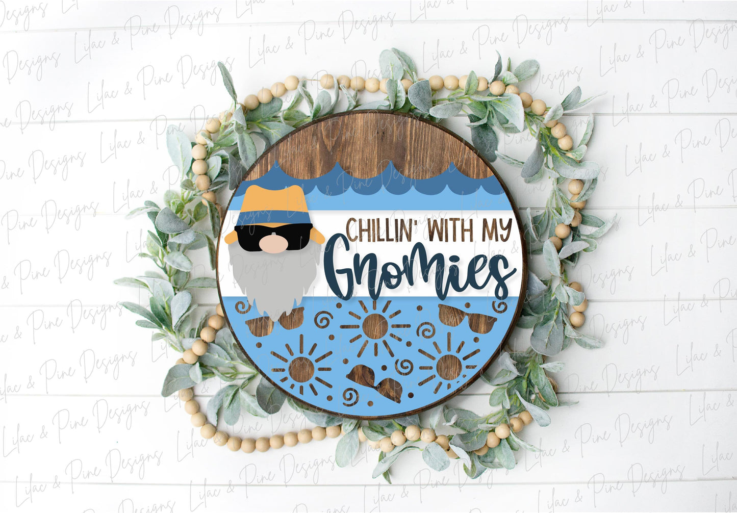 Summer Gnome Welcome sign svg, Gnome door hanger SVG, Summer porch sign SVG, Summer round wood sign, Glowforge SVG, laser cut file